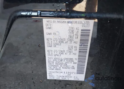 2023 Nissan Murano Sv Intelligent Awd from USA, damaged, VIN 5N1AZ2BS2PC119371